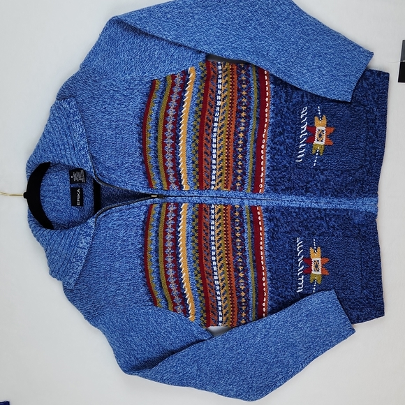 Erika Sweaters - Vintage Erika Women's  Zippered Knit  Sweater Cardigan Blue Size Medium NWT